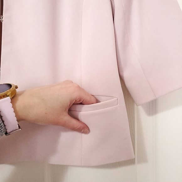 Chapter One pink blazer jacket chiffon rosette 6 fits size Small pastel spring - Picture 5 of 16